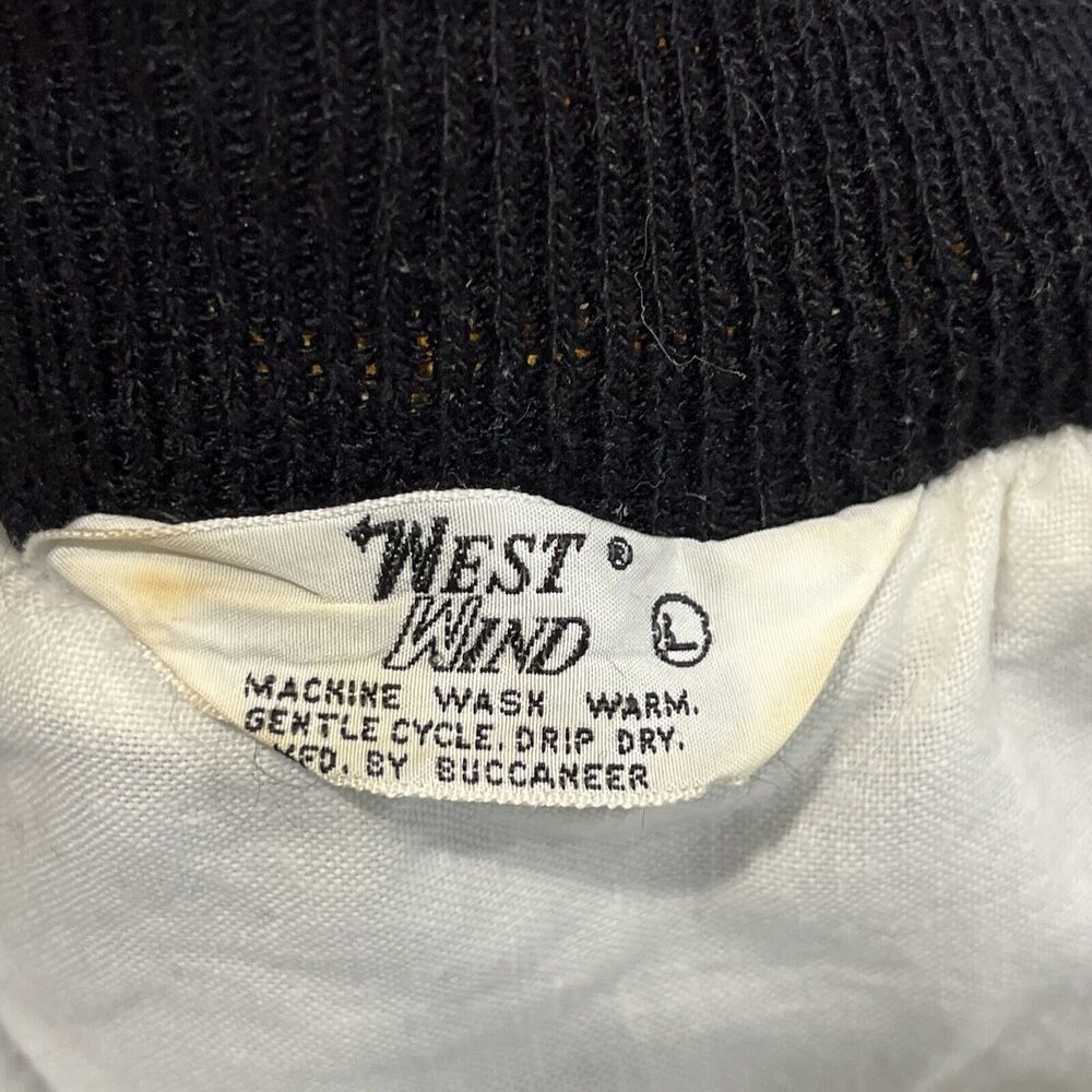 West Wind Large Vintage Nylon Stripe Collar Snap Bomber Jacket 80s Champs USA - Picture 11 of 14